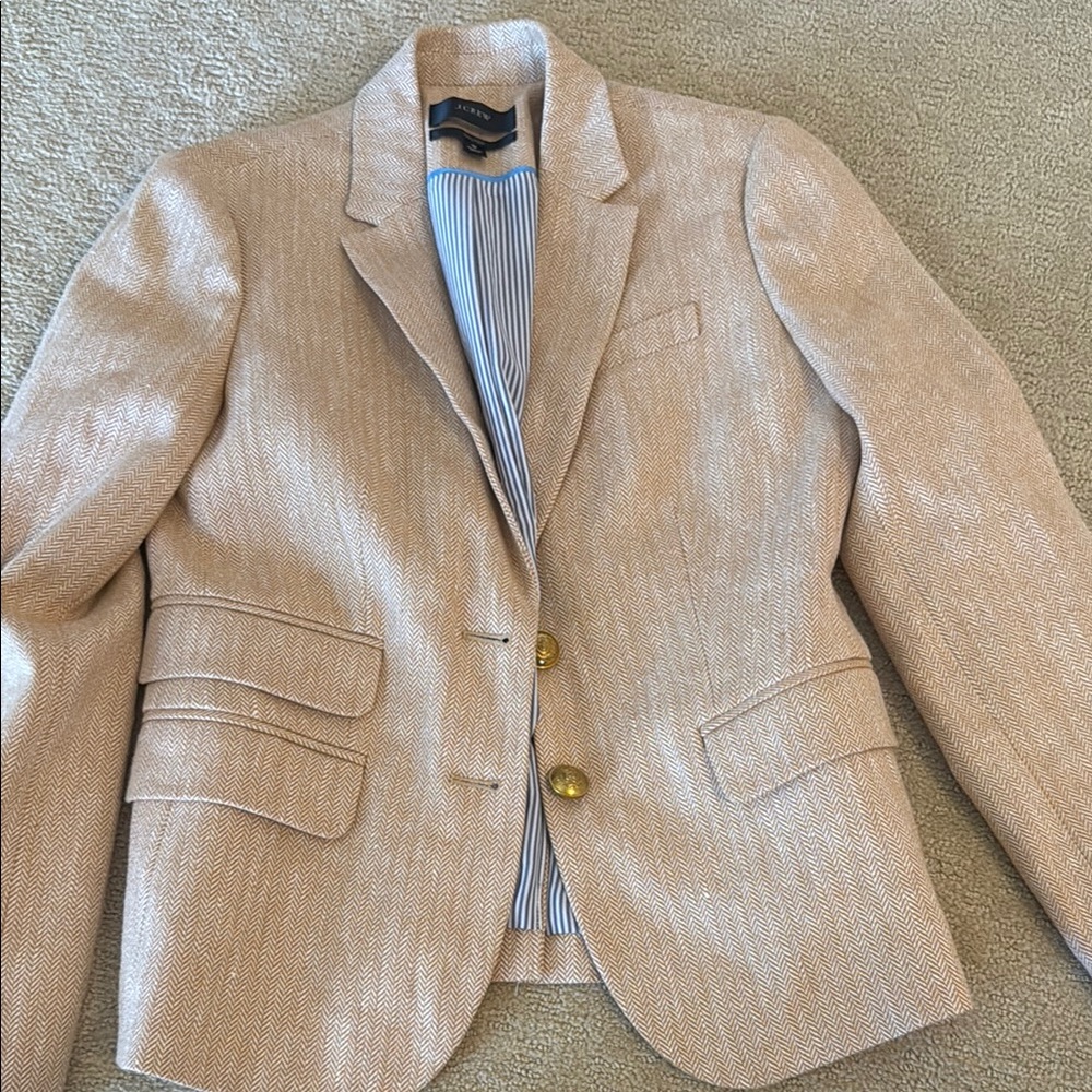 J. Crew Tan herringbone blazer